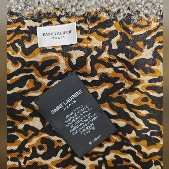 Saint Laurent Leopard Camoflouge Banadana Scarf - Picture 1 of 5